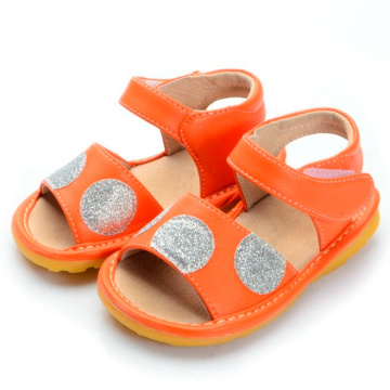 Sandales Orange Baby Girl avec Sliver Big Polka Dots